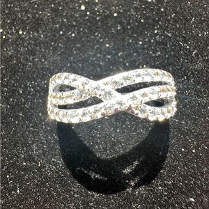 New Natural White Sapphire in solid 925 sterling silver band ring sz 7.5